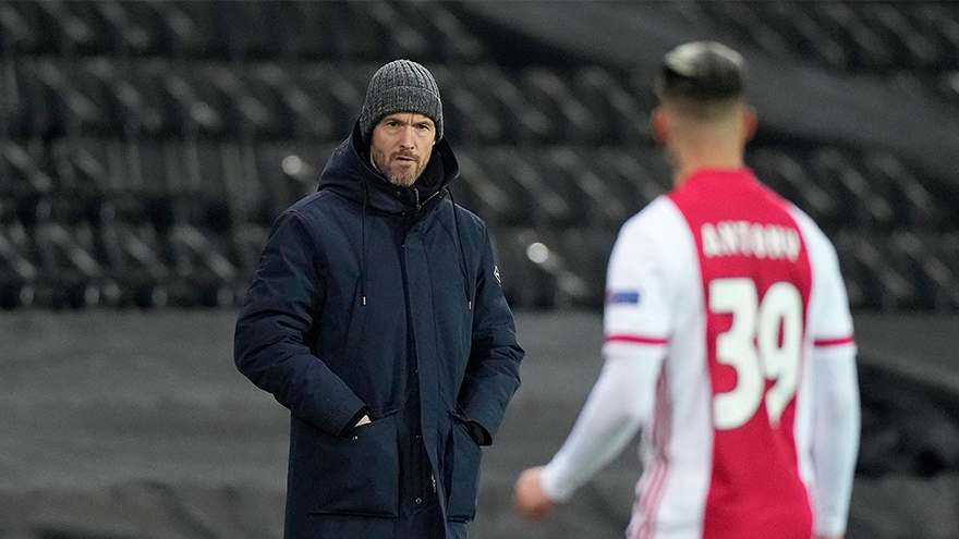 Ten Hag en Antony in Bern, tijdens Young Boys - Ajax.